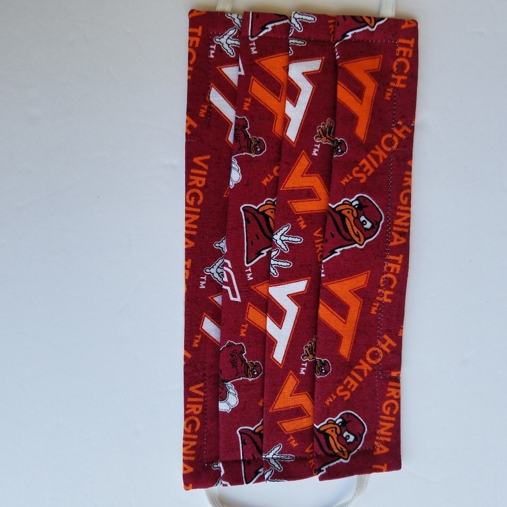 Hand Crafted Face Mask Burgundy/Orange Adult Virginia Tech Hokies VT Face Mask